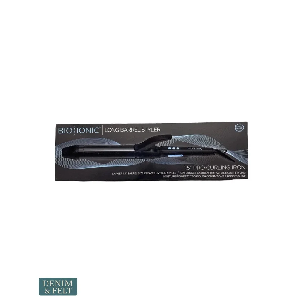 Bio Ionic Long Barrel Styler 1.5 inch Pro Curling Iron Black Soft Curls 430F